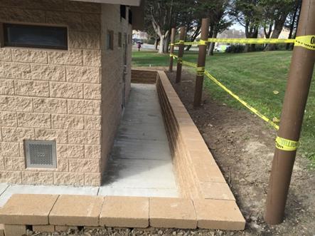 Description: Description: New block wall Marina restroom